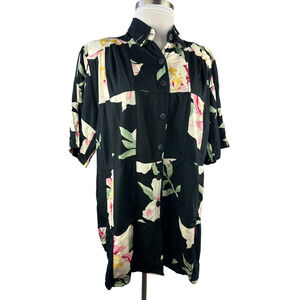 Vtg 90s We Be Bop Floral Tunic Patchwork Colorful Art to Wear Retro Plus Size 1X